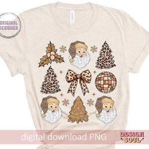 Leopard coquette christmas png, leopard santa png, christmas bow png, christmas girly png, christmas vibes, holiday vibes, retro christmas image 4