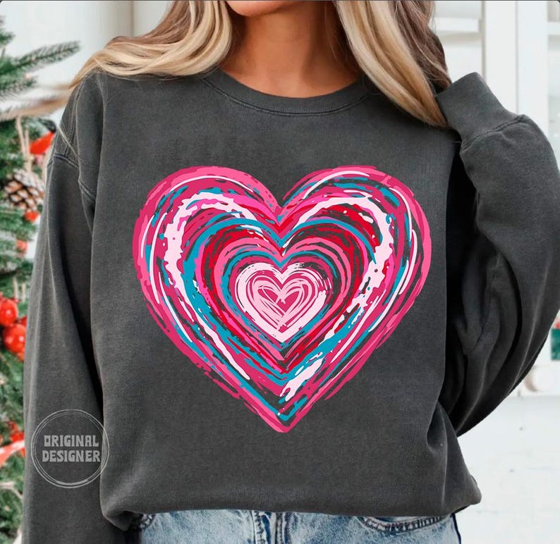 Cuore di San Valentino png, cuore pennellata png, ragazze San Valentino png, San Valentino pennellata png, San Valentino retrò png, design maglietta di San Valentino immagine 5