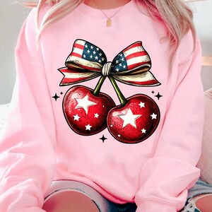 Kokarda American Cherry Coquette Png, Trendy America Png, Amerykańska Kokietka Png, 4 lipca Png, Dzień Pamięci PNG, Dziewczęca USA Png, Czwarty lipca zdjęcie 7