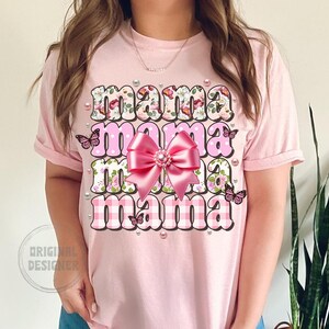 Pärlmamma png, blommig mamma png, mors dag png, preppy mamma blommig pärlkokett rosett, grandmillennial mamma png, rosblommig mamma png, mamma bild 4