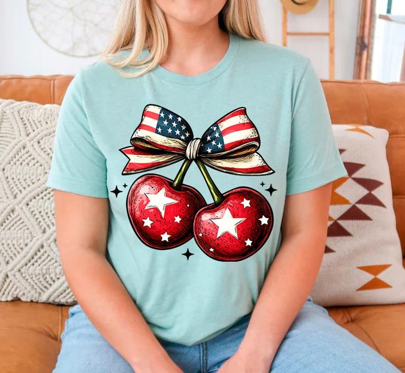 Kokarda American Cherry Coquette Png, Trendy America Png, Amerykańska Kokietka Png, 4 lipca Png, Dzień Pamięci PNG, Dziewczęca USA Png, Czwarty lipca zdjęcie 3