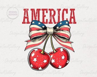 Amerikaanse kersenstrik png, trendy Amerika png, Retro America Coquette png, 4 juli png, Memorial Day png, Girly USA png, Coquette USA png