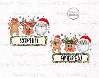 PNG de Navidad para niños personalizados, PNG con nombre de Navidad para niños, PNG con nombre de Papá Noel, PNG con reno para niños, PNG con nombre de Navidad para niños, PNG con nombre de Navidad para niños y PNG con niño y niña