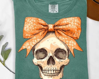 Fall skull bow png, spooky season png, vintage halloween png, best seller halloween png, halloween shirt design, floral ghost png, pumpkin