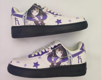 Custom Hand Painted Sneakers: Purple Star Anime Shoes