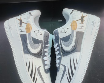 Custom Anime Sneakers: Air Force 1 Style Shoes, Hand-Painted Quincy Design