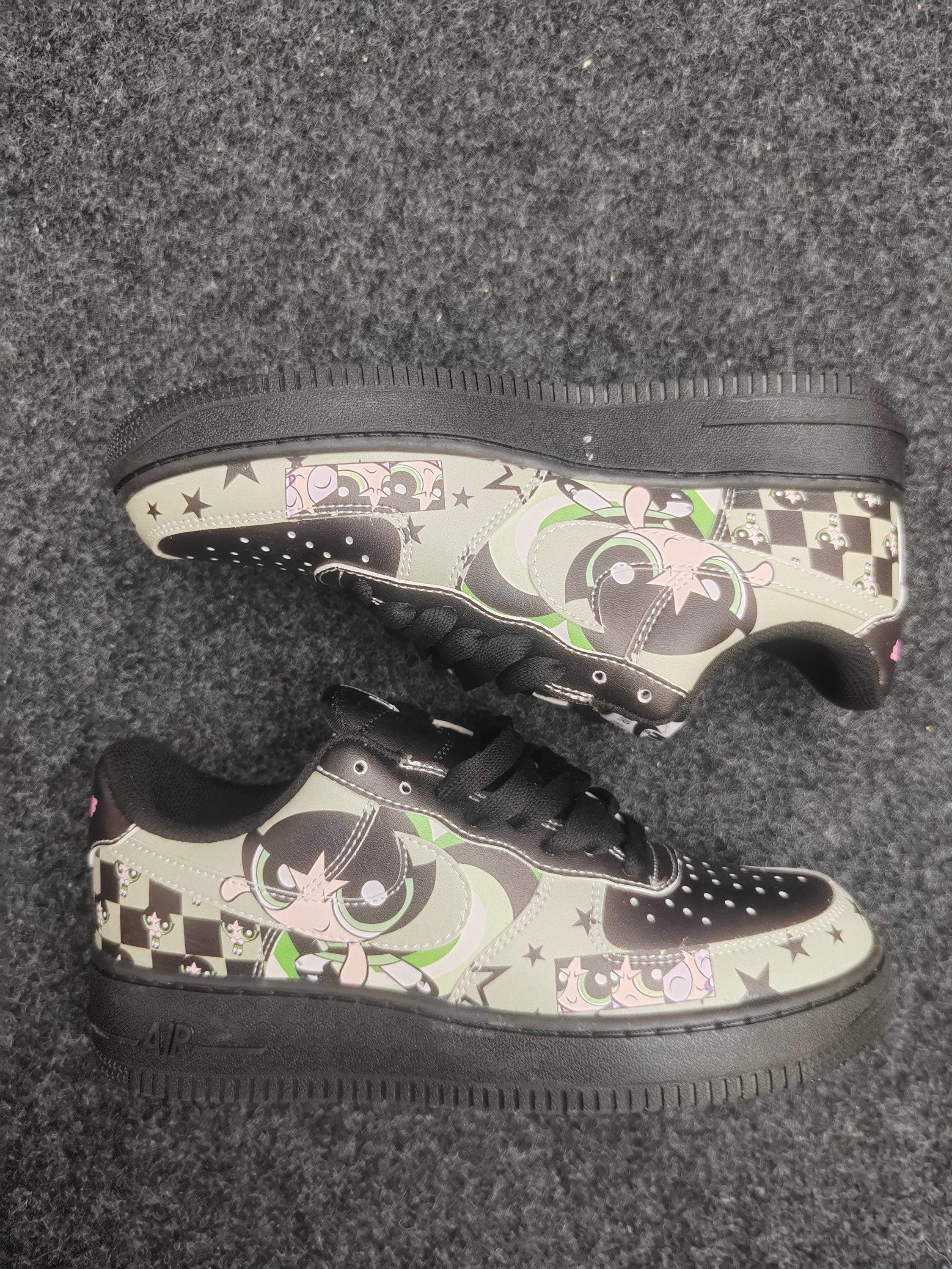 Custom Powerpuff Girls Sneakers: Cartoon Air Force Style, Hand-painted ...