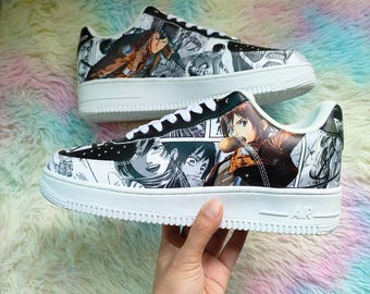 Custom Anime Sneakers: Black White Air Force 1 Style