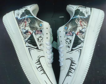Tênis de anime personalizados: Tênis estilo Demon Slayer Air Force 1, pintados à mão.