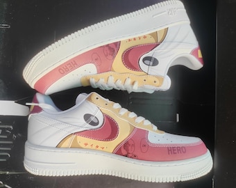Custom Anime Hero Sneakers: Hand-Painted AF1 Style, Streetwear Gift, Personalized Shoes for Anime Fans