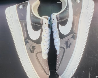 Custom Anime Sneakers: Shadow Warrior Air Force 1 Style Shoes, Hand-Painted Streetwear