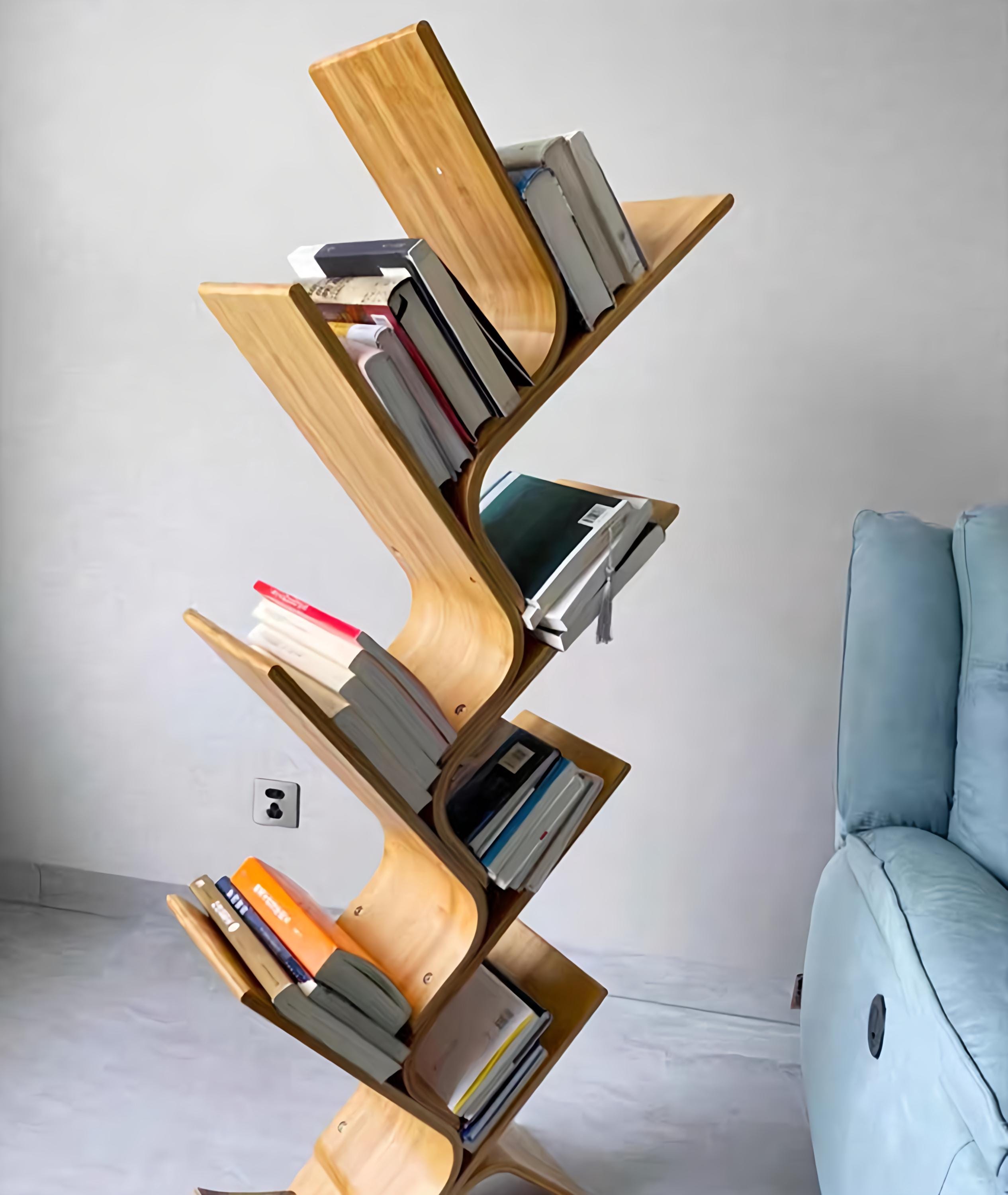 Modern Tree-shaped Book Rack – Minimalist Freestanding Bookshelf With ...