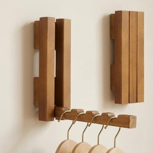 2 Stück Faltbarer Wand-Wäscheständer aus Holz, platzsparender Kleiderbügel