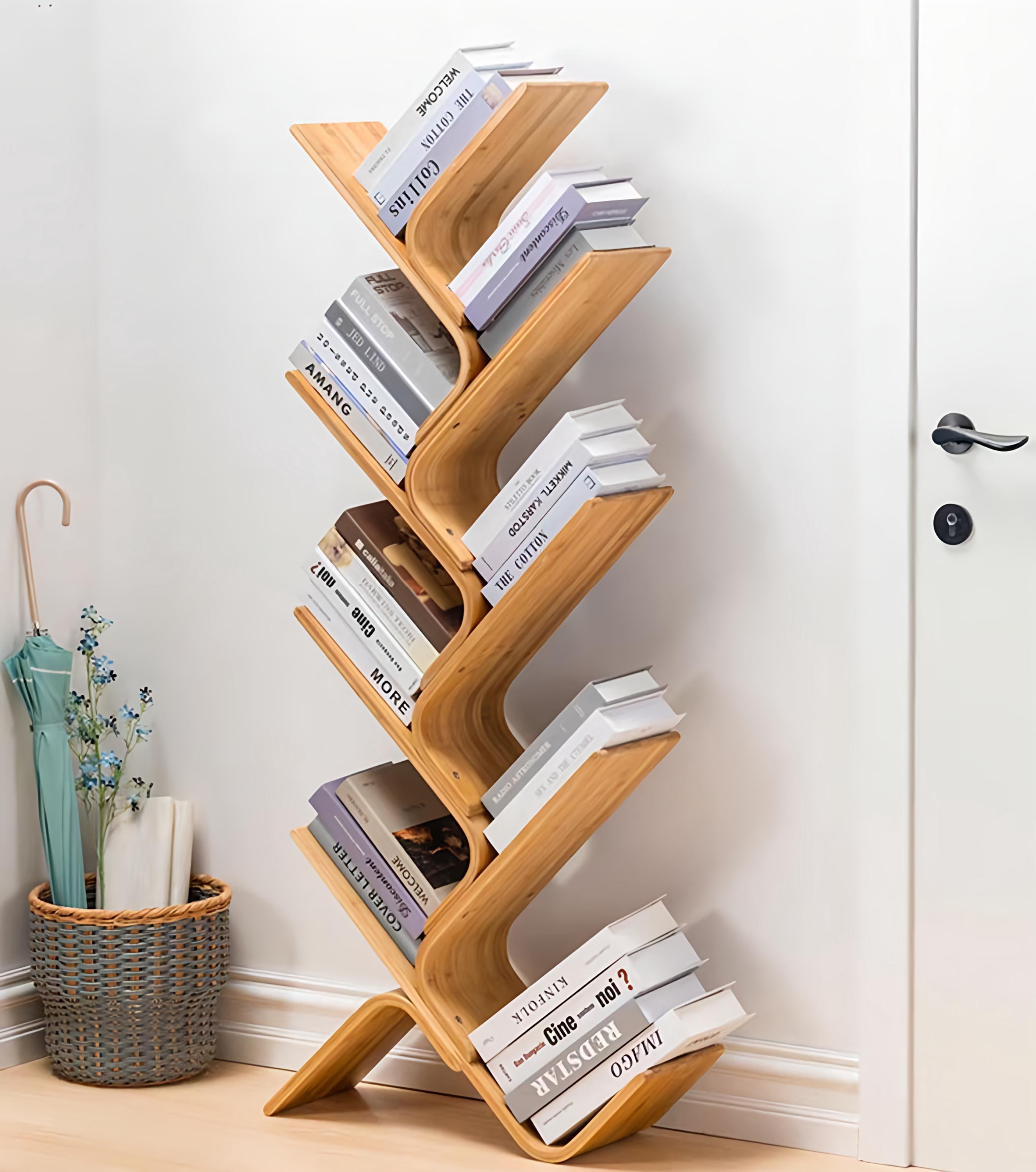 Modern Tree-Shaped Book Rack – Minimalist Freestanding Bookshelf with Sculptural Design