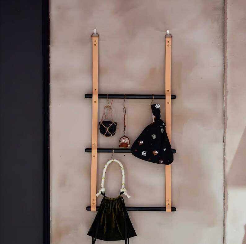 Small Ladder Wall Rack Modern Wall-mounted Ladder Rack – Minimalist Vertical Organizer for ...