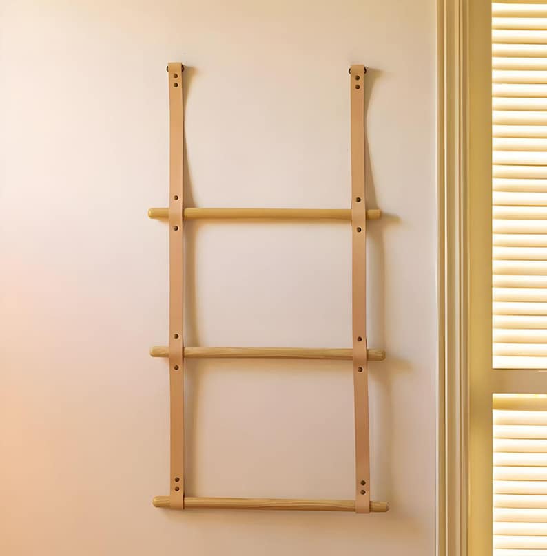 Small Ladder Wall Rack Modern Wall-mounted Ladder Rack – Minimalist Vertical Organizer for ...