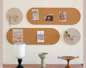Round and oval felt wall board, jewelry wall organizer, felt wall earring holder, round wall tile, photo pin board oval