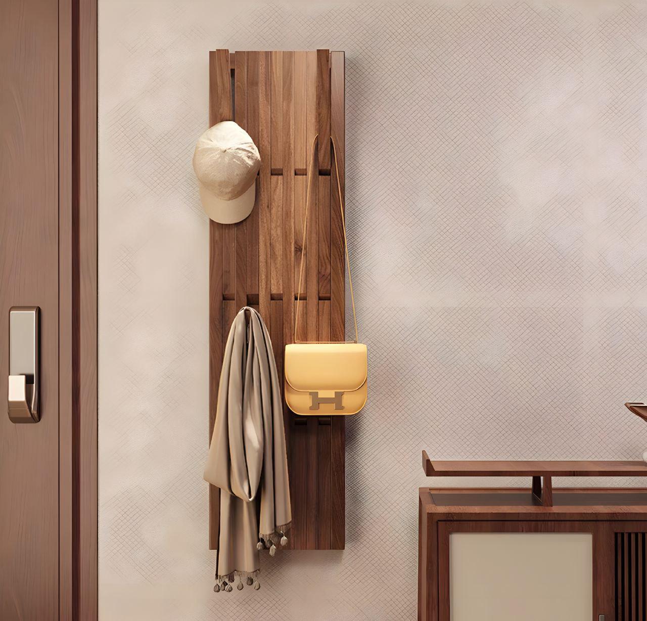 Black Walnut Wall-mounted Coat Rack: Vertical Entryway Organizer - Etsy