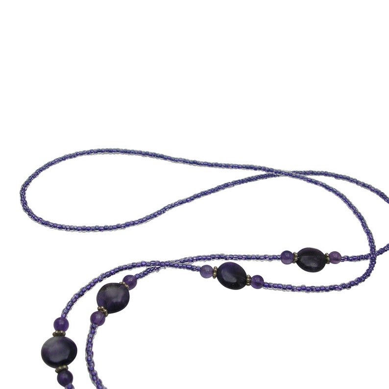 Breakaway Purple Amethyst Extra Long Beaded Lanyard Necklace Etsy Sweden
