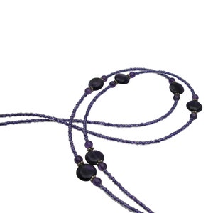 Purple Amethyst Beaded Lanyard with Magnetic Clasp
