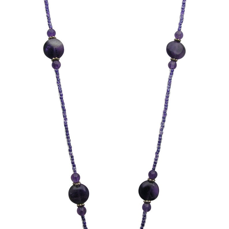 Breakaway Purple Amethyst Extra Long Beaded Lanyard Necklace Etsy Sweden