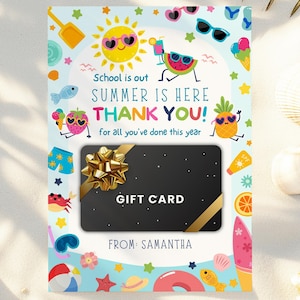 Titulaire de la carte-cadeau de fin d'année pour enseignant, fin de l'année scolaire, carte de remerciement, cadeau de remerciement pour enseignant pour le dernier jour d'école SUI002