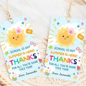 End of School Year Teacher Tag Editable Teacher Appreciation Week Gift Schools Out Summer End of Year Thank You Tag Instant Download SUI003