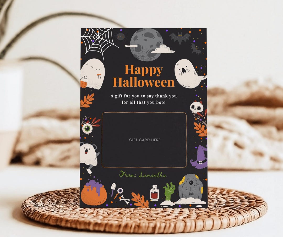 Halloween Gift Card Holder, Editable Teacher Coworker Thank You Gift ...