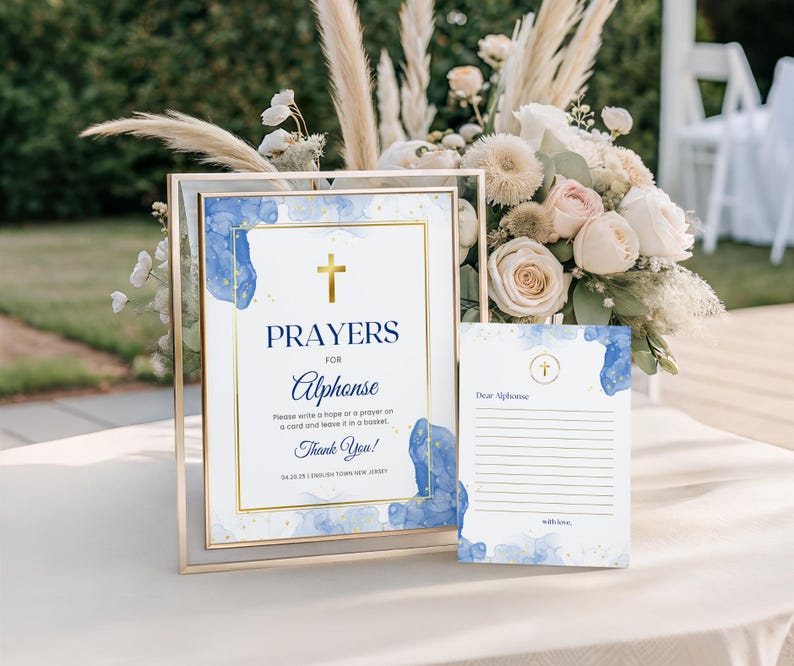 Blue First Communion Invitation for Boys, Modern Minimalist Holy Communion, 1st Communion Invite Editable Canva Template Card FCI007 image 14