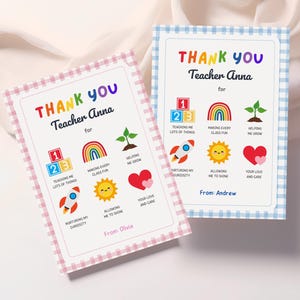 Carte de remerciement modifiable pour enseignant Garderie d'enfants d'âge préscolaire, cadeau de remerciement pour l'EPE Modèle de carte de voeux numérique imprimable Téléchargement immédiat