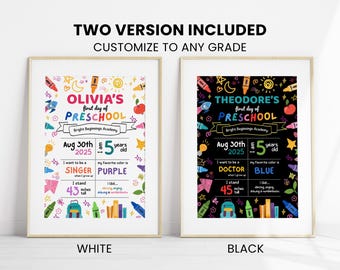 First Day of School Sign, Editable Photo Prop, Back to School Printable (Digital Download)
