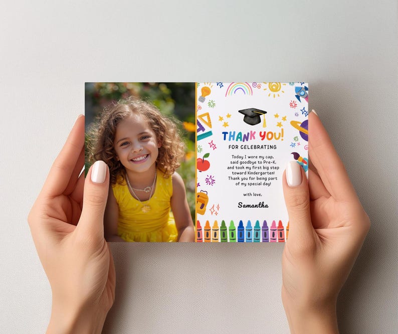 Invitación de graduación de preescolar, tarjeta de anuncio de graduación de preescolar, invitación editable para fiesta de graduación de preescolar, promoción de 2026 PreK Evite GI009 imagen 14