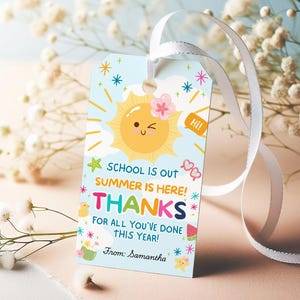 School Is Out Summer Thank You Gift Tag Template, Editable Canva Teacher Appreciation Tag, Printable End of Year Gift image 4