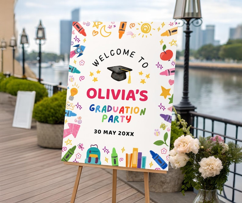 Invitación de graduación de preescolar, tarjeta de anuncio de graduación de preescolar, invitación editable para fiesta de graduación de preescolar, promoción de 2026 PreK Evite GI009 imagen 12