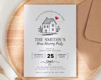 House Warming Invitation, Digital Housewarming Party Invite s Template, Minimalist New House Blessing Party Card, Editable Modern Home Evite
