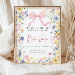Wildflower Graduation Bible Verse Guest Book Sign: Class of 2025 (Canva Template)
