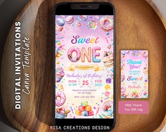 Candy Land 1st Birthday Invitation: Sweet One Evite (Digital)