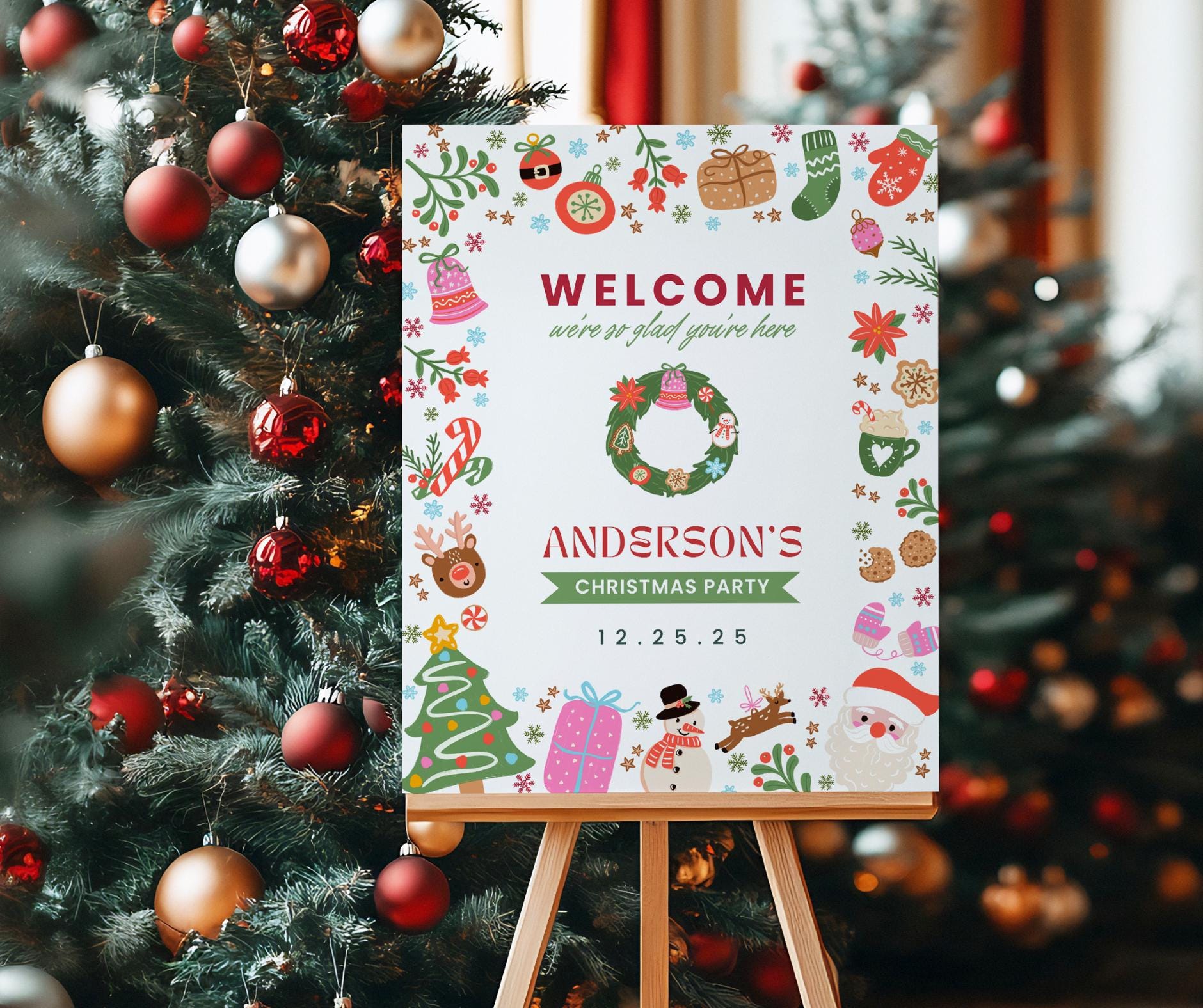 Editable Christmas Welcome Sign Template, Christmas Party Sign, Oh What ...