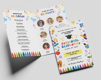 Preschool Graduation Program Template: Class of 2025, Editable Canva (Digital Download)