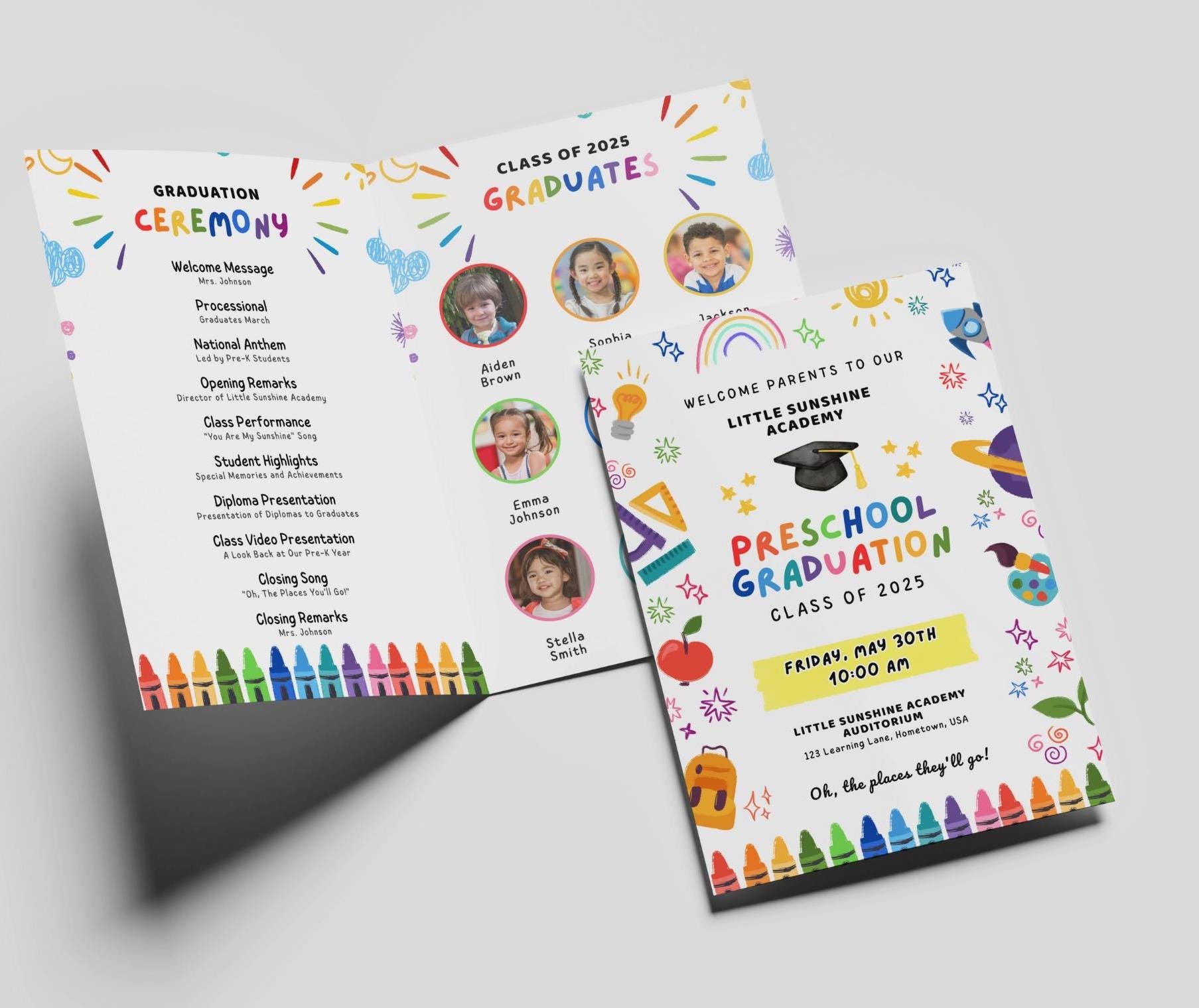 Plantilla de programa de graduación de preescolar, ceremonia de ...
