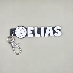 Volleyball Personalized Keychain, Bag Tag, 3D Printed Plastic, Volleyball Name Keychain, 3D Name Keychain, Backpack Keychain, Kids Keychain