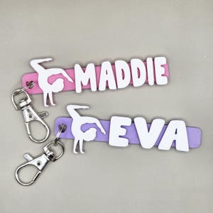 Gymnast Gymnastics Personalized Keychain, Bag Tag, 3D Printed Plastic,  Gymnast Gymnastics Name Keychain, 3D Keychain, Backpack Keychain