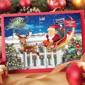 Cartão de Natal Donald Trump I Cartões de Natal Trump a granel I Produtos Trump I Cartão Donald Trump I Cartão de felicitações Trump I Cartão de Natal MAGA