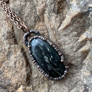 Green Jasper Oval Pendant Necklace, Handmade Elegant Jewelry, Unique Gift for Her, Polished Gemstone Pendant, Elegant Statement Piece