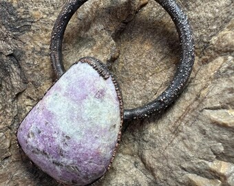 Electroformed Lepidolite Pendant | Handmade Lepidolite Freeform Oval Pendant | Healing Crystal Necklace | Gemstone Gift for Women