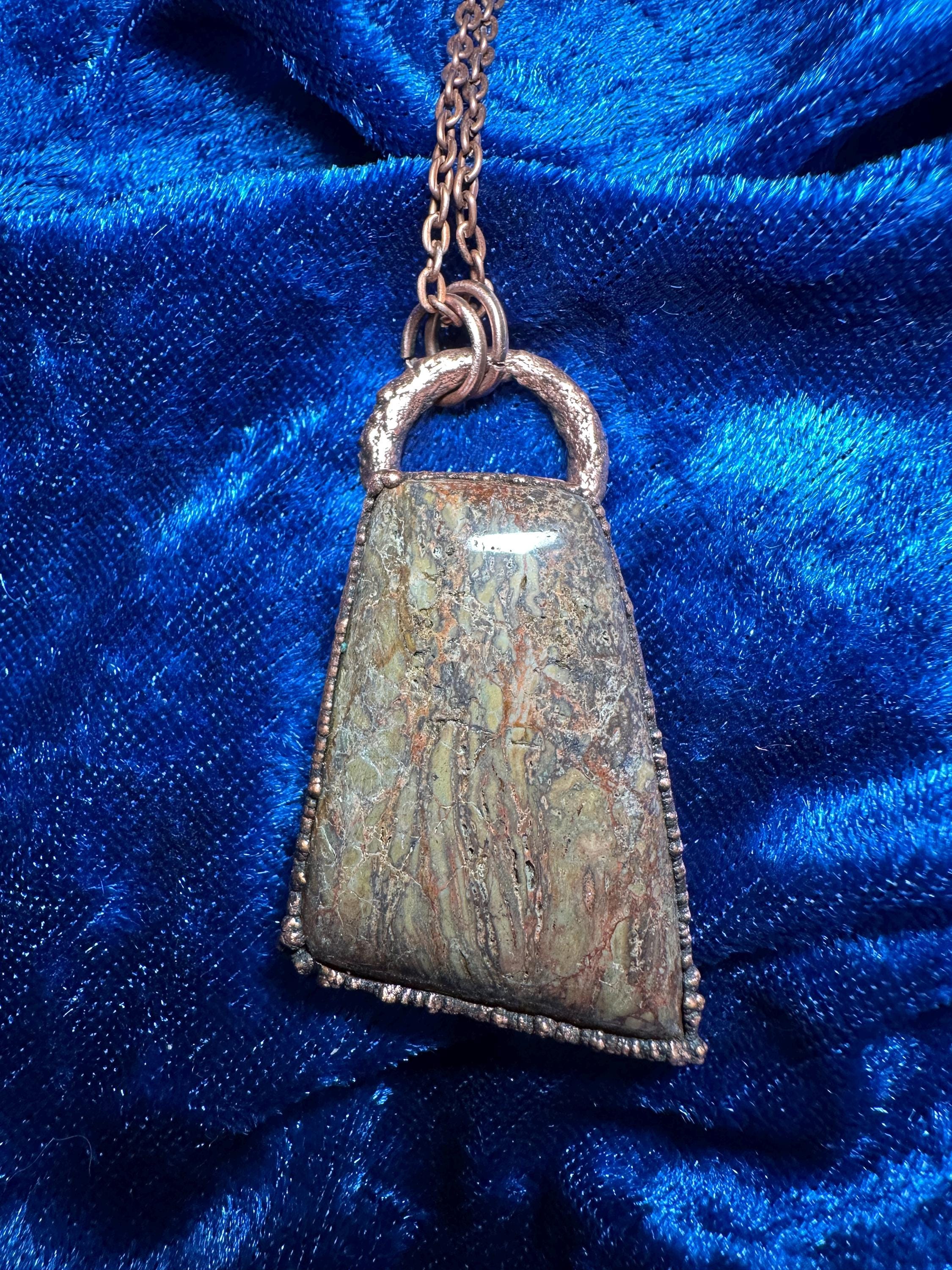 Petrified Wood Pendant: Bright Toyah Texas Jasper, Electroformed