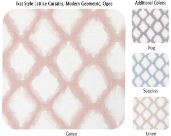 Ikat Style Lattice Curtains, Modern Geometric, Ogee