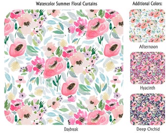 Watercolor Summer Floral Curtains
