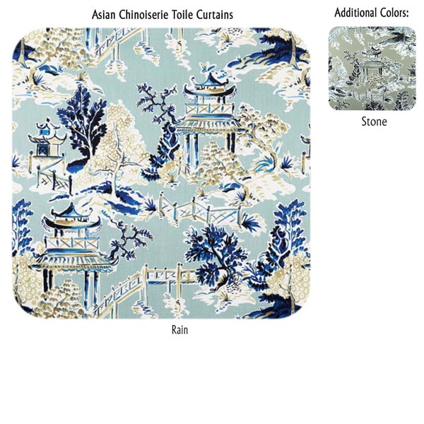 Asian Chinoiserie Toile Curtains