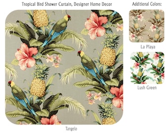 Tropical Bird Shower Curtain, Designer Home Decor